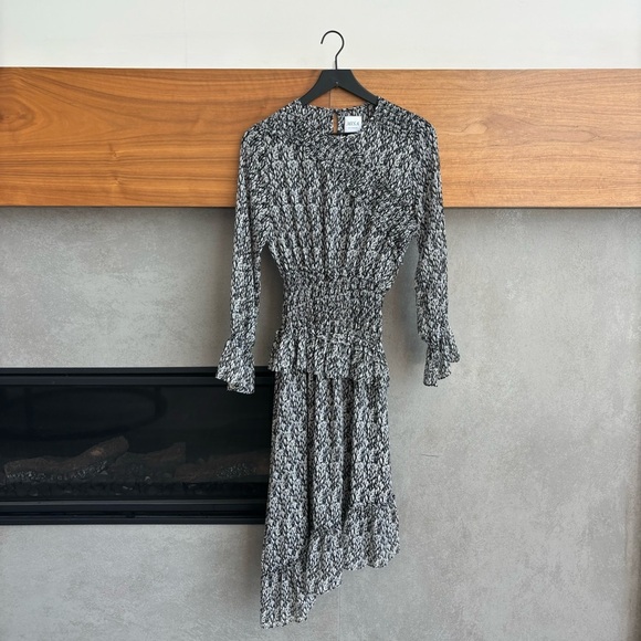 MISA Los Angeles Sophia Asymmetrical Ruffle Smocked Midi Dress, Size XS - Picture 4 of 16